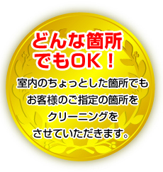 どんな箇所でもOK！室内のちょっとした箇所でもお客のご指定の箇所をクリーニングをさせていただきます。